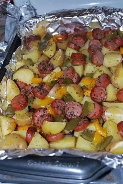 CHEESE POTATO & SMOKED SAUSAGE CASSEROLE