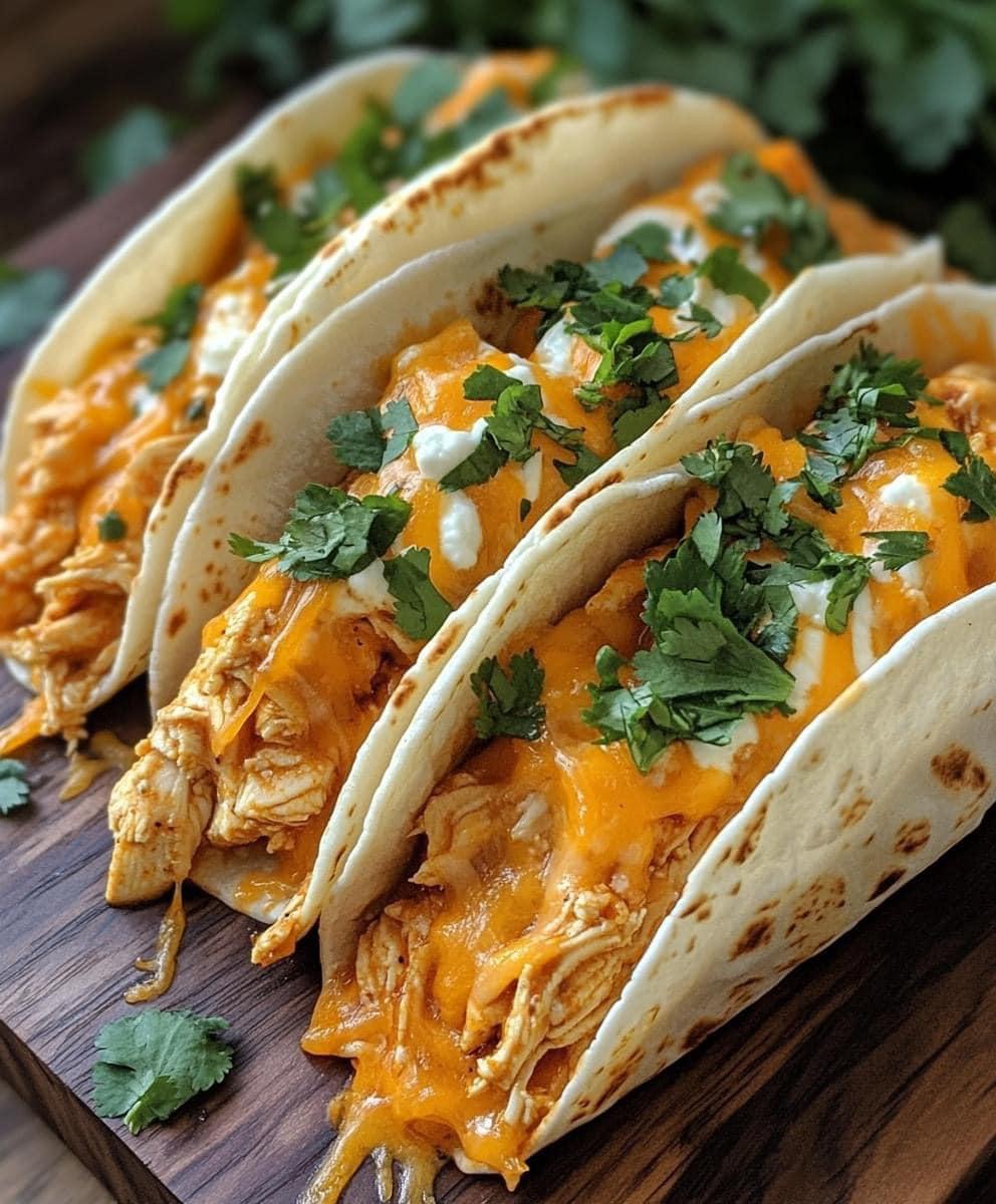 SLOW COOKER CHICKEN & CHEESE TACOS