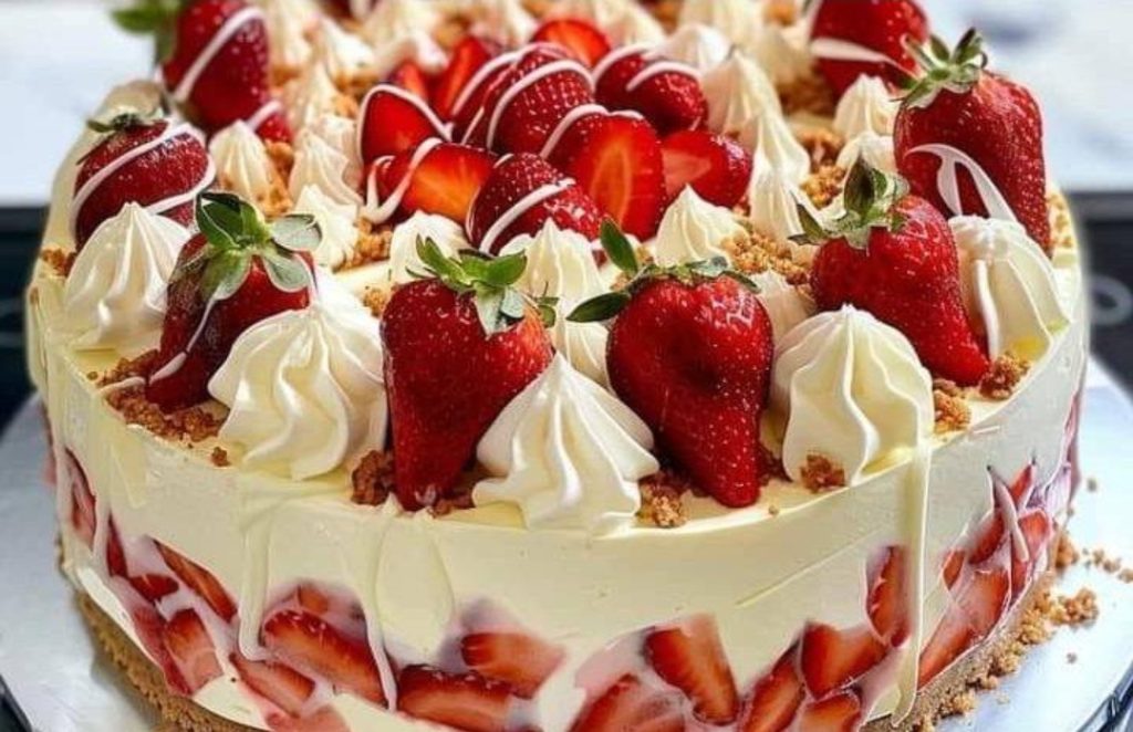 White Chocolate Strawberry Cheesecake